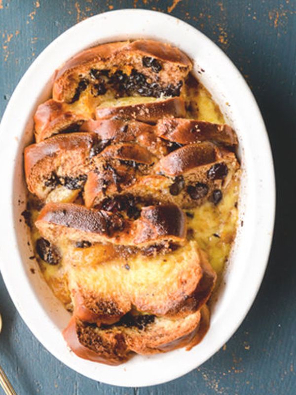 Panettone Bread & Butter Pudding With Spiced Mandarin Sauce