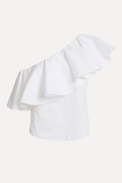 Asymmetric Ruffle Poplin Top from Giambattista Valli