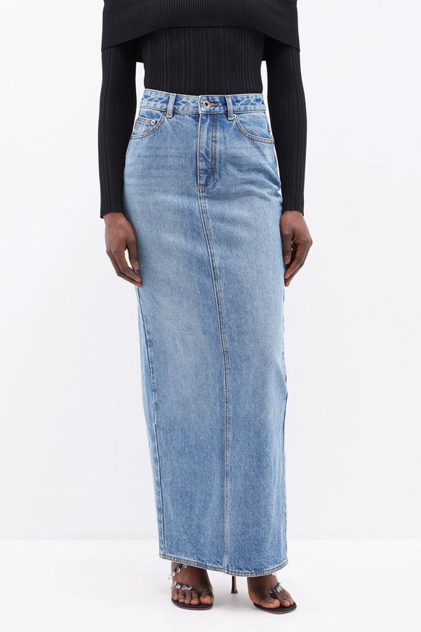 Denim Maxi Skirt from Self-Portrait