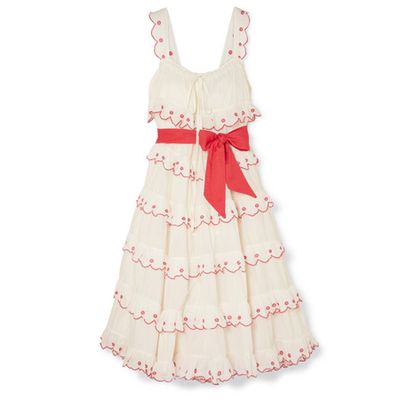 Iva Biigdres Embroidered Tiered Cotton Midi Dress from Innika Choo
