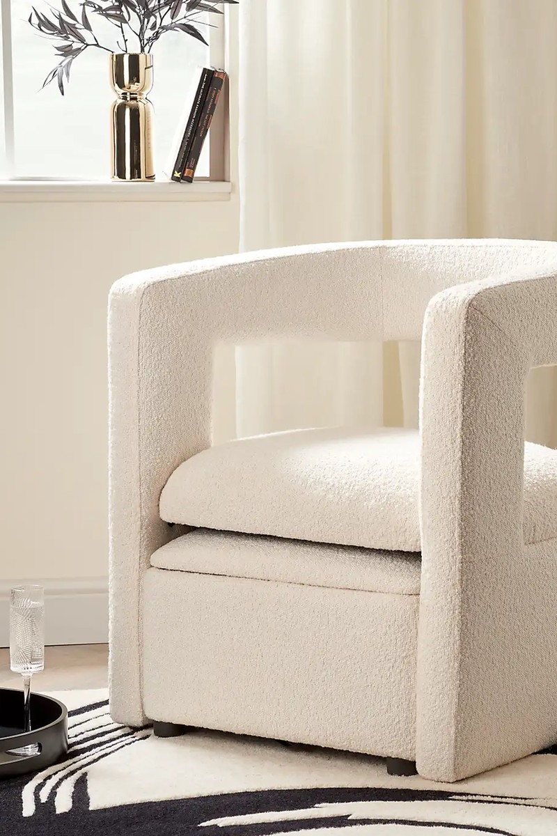 Tallie Ivory Boucle Storage Accent Chair