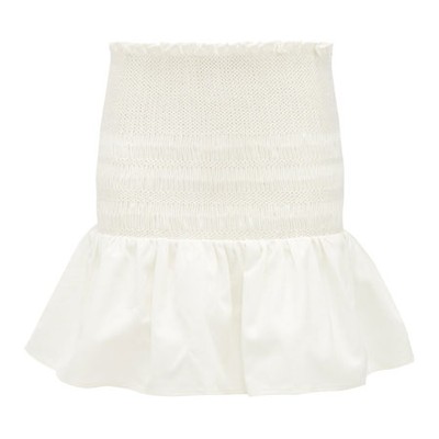 Arlo Smocked Cotton Twill Mini Skirt from SIR