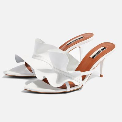 Ruffle White V Point Mules from Topshop