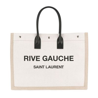 Rive Gauche Tote Bag In Linen & Leather from Saint Laurent 