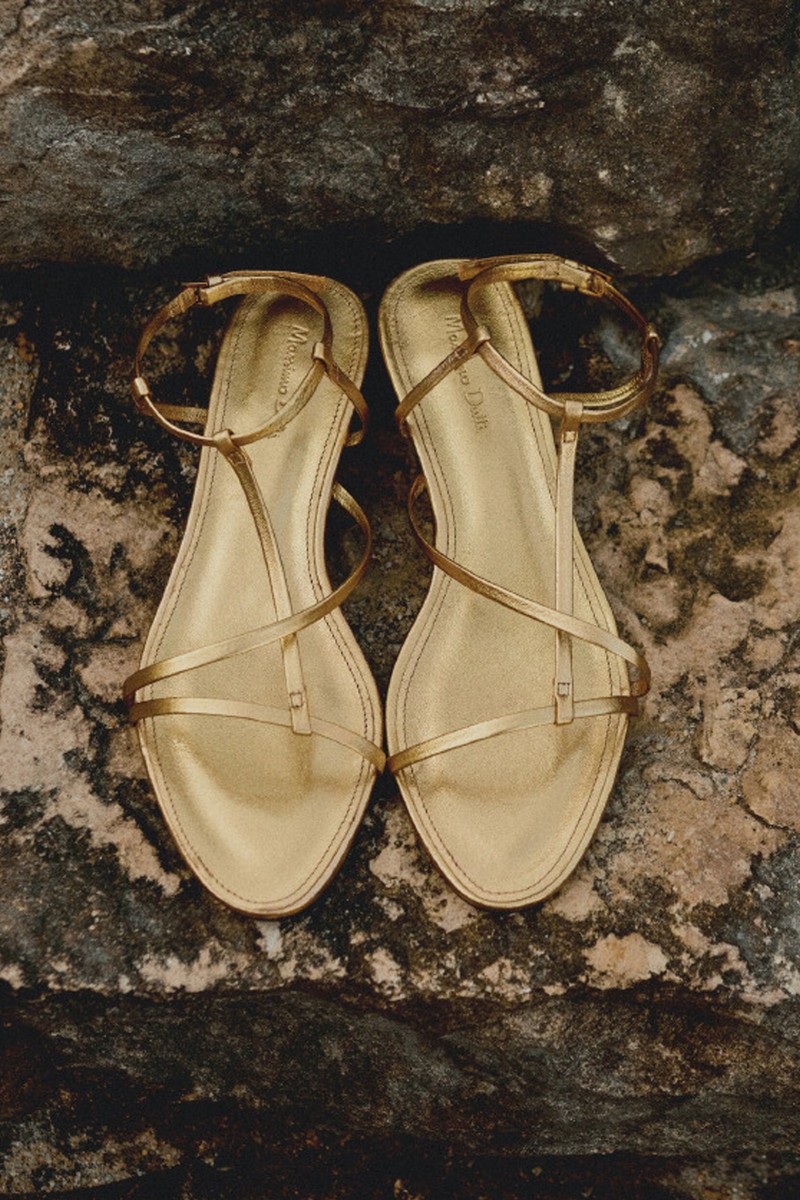 Metallic Heel Strappy Sandals