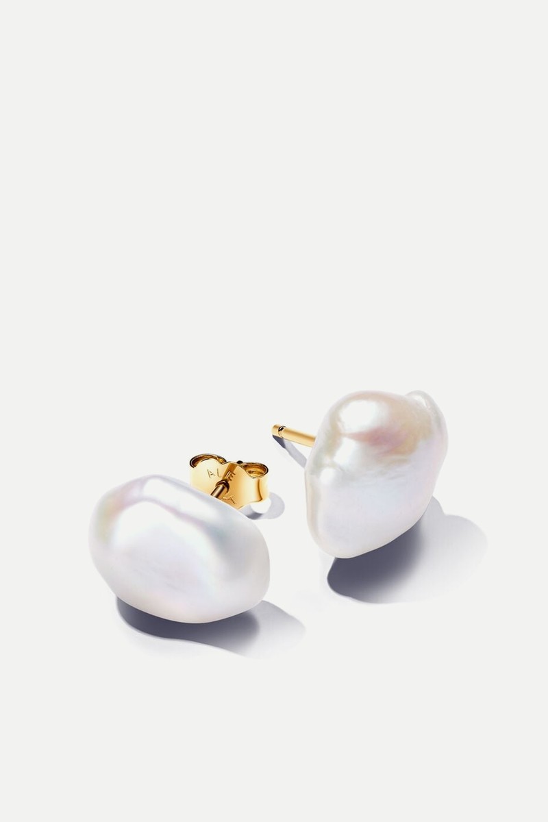 Baroque Treated Freshwater Cultured Pearl Stud Earrings