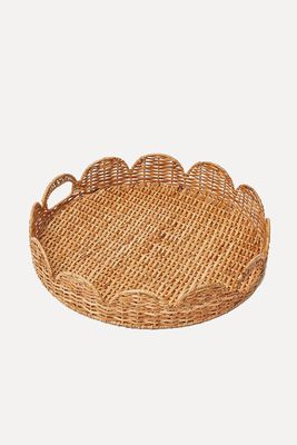 Round Rattan Scalloped Tray from Mrs. Alice