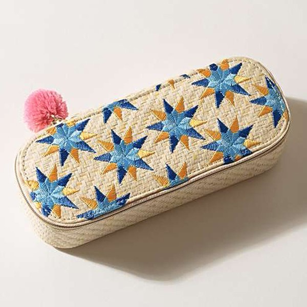 Raffia Blue Long Travel Jewellery Box