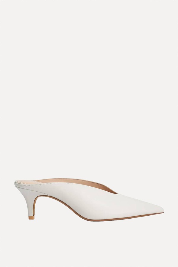 Decisive Pointed Toe Kitten Heel Leather Mules from Dune