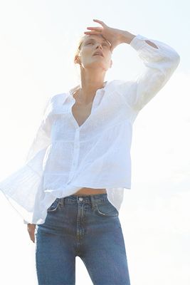 Linen Shirt With Seams from Zara