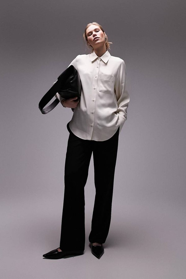Longline Satin Shirt from Topshop 