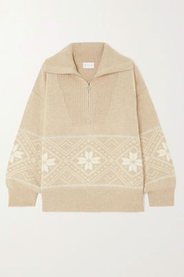 Snowflake Fair Isle Merino Wool-Blend Half-Zip Sweater from We Norwegians
