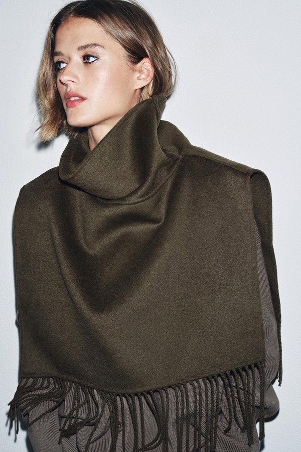 Short Wool Fringed Cape