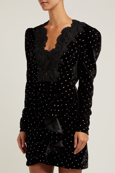 Crystal-Embellished Velvet Mini Dress from Self-Portrait 