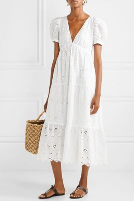 Tiered Broderie Anglaise Cotton-Voile Midi Dress from La Ligne