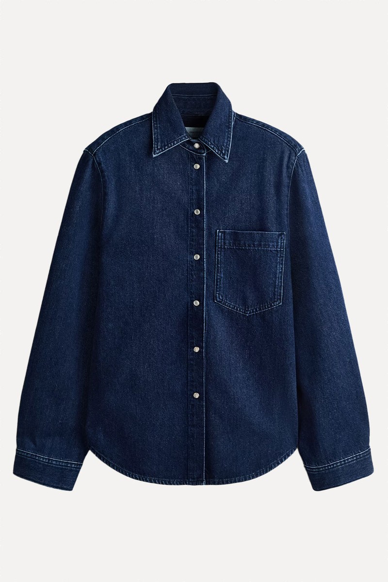 Shoulder-Pad Denim Shirt