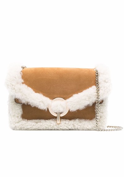 Shearling-Trim Shoulder Bag from Sandro