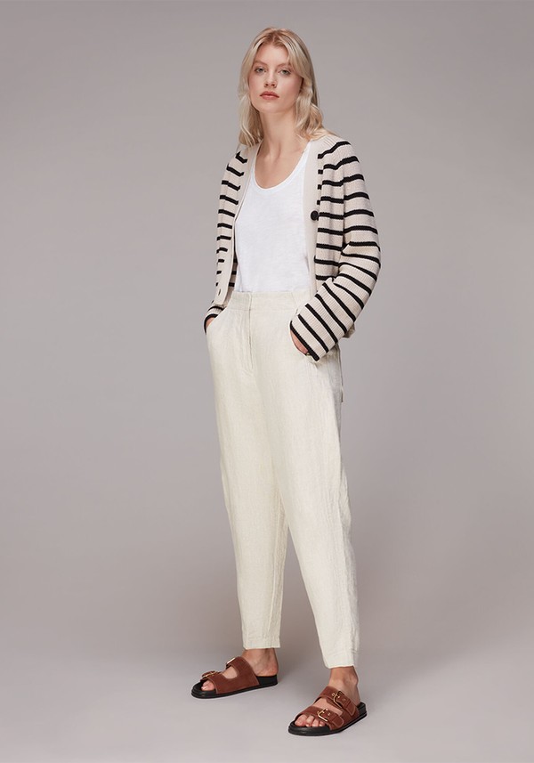 Linen Barrel Leg Trousers