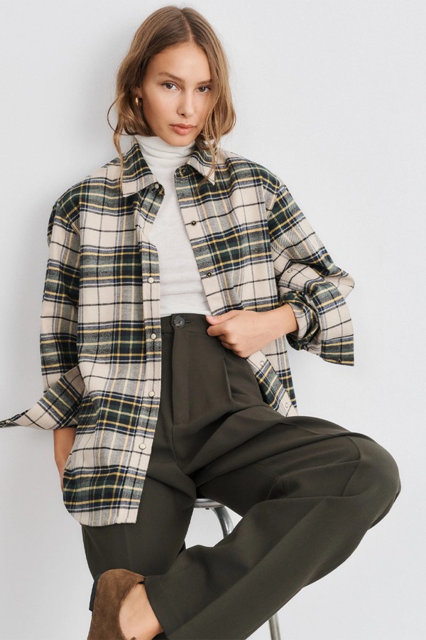 Zoey Tartan Cotton Flannel Overshirt from  Sessei