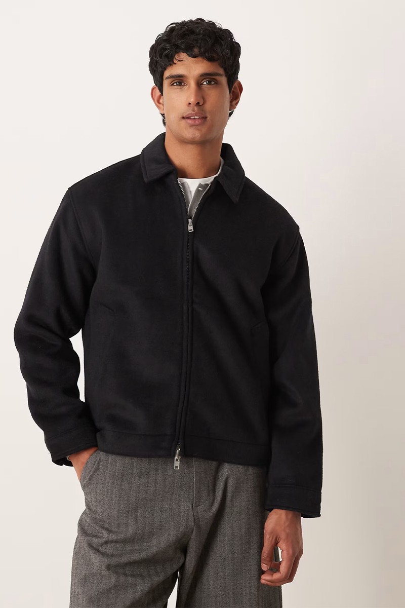 Cropped Wool Blend Jacquard Jacket from Abercrombie & Fitch