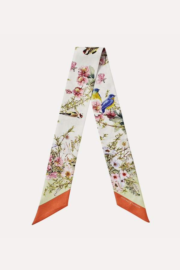 Edwardian Garden Skinny Silk Scarf