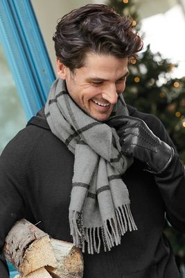 Men’s Wool-Cashmere Check Scarf