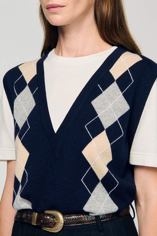 Argyle Layered Effect Jumper from Sandro
