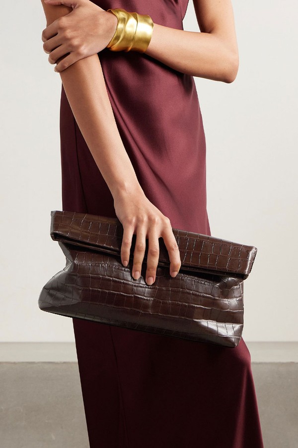 Jerry Croc-Effect Leather Clutch from Nili Lotan