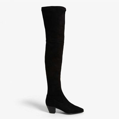 Flikuio Elasticated Leather Thigh Boots from Maje