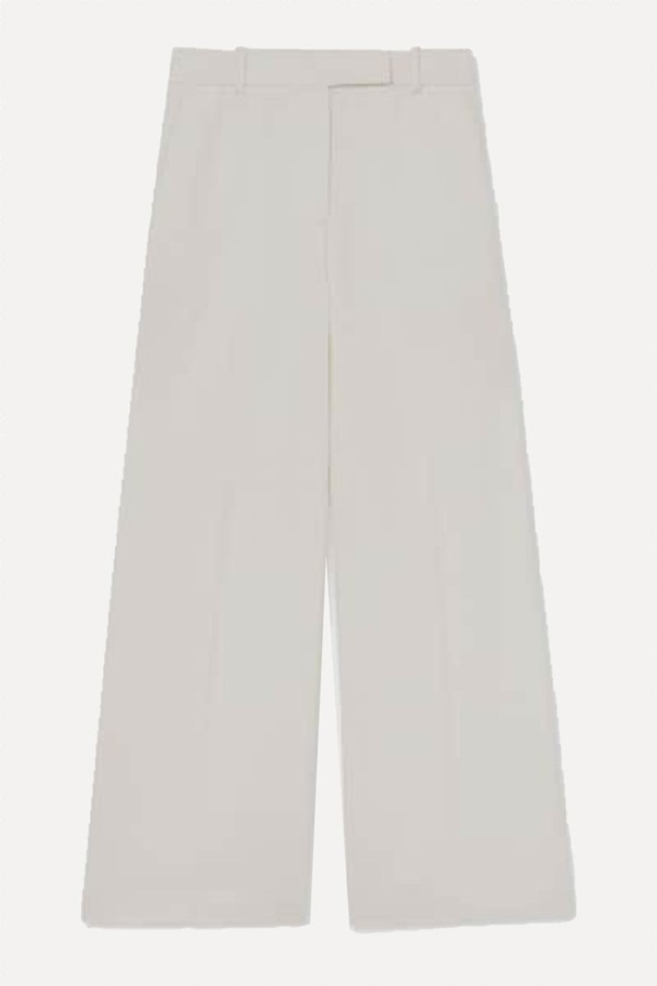 Neutral Devon Linen-Blend Wide-Leg Trousers from Reiss