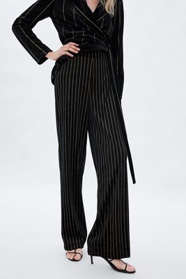 Striped Velvet Trousers from Zara