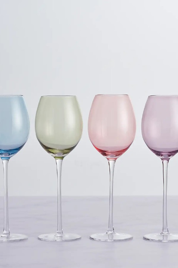 Set Of 4 Pastel Wine Glasses from Dunelm