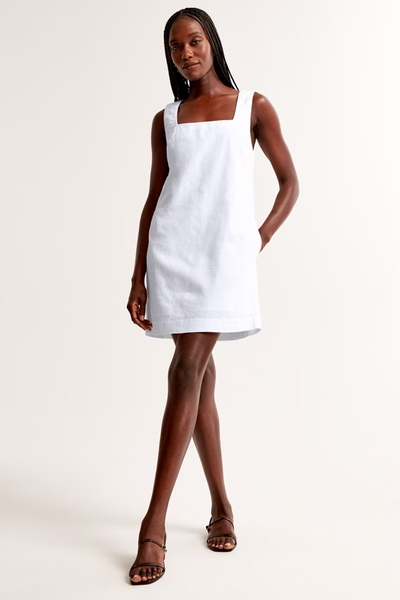 Linen-Blend Shift Mini Dress from Abercrombie & Fitch