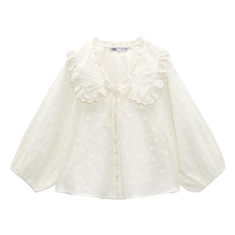 Embroidered Blouse With Peter Pan Collar, £27.99 | Zara