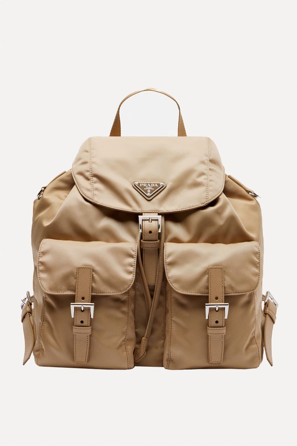 Re-Nylon Leather-Trimmed Backpack from Prada