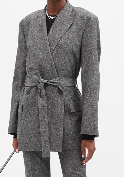 Jamila Tie-Belt Tweed Blazer from Acne Studios