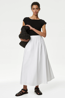Pure Cotton Pleated Midi Skirt from M&S