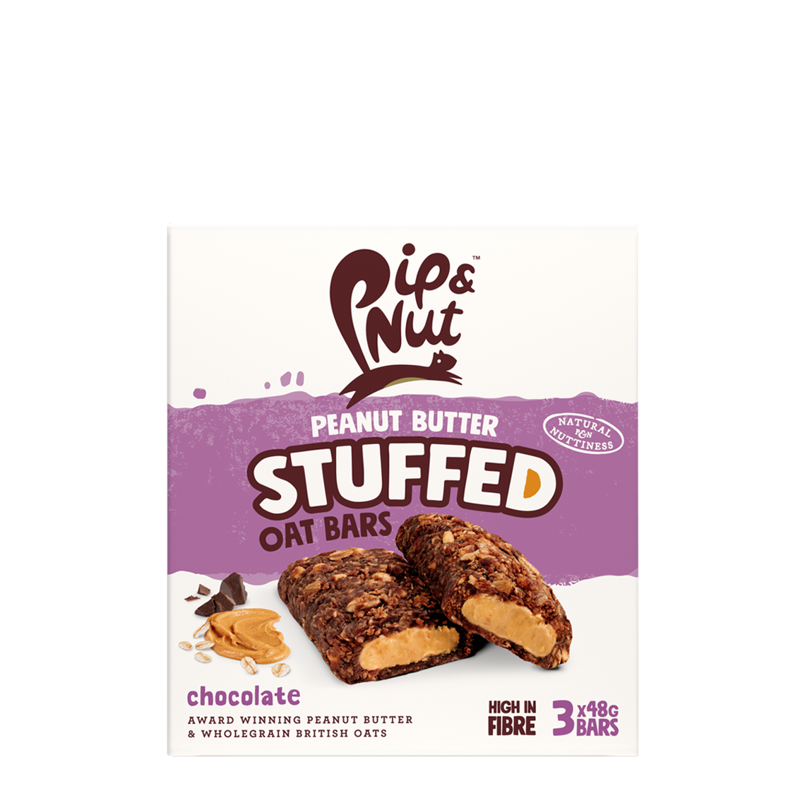 Peanut Butter Stuffed Chocolate Oat Bars from Pip & Nut