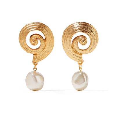 Gold-Plated Faux Pearl Clip Earrings from Oscar De La Renta