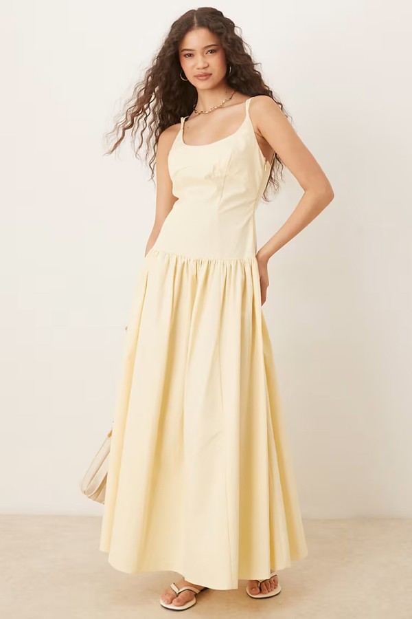Premium Strappy Seam Detail Dropped Waist Midi Dress from ASOS DESIGN