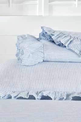 Kara Hemp Fine-Stripe Bed Linen from The White Company