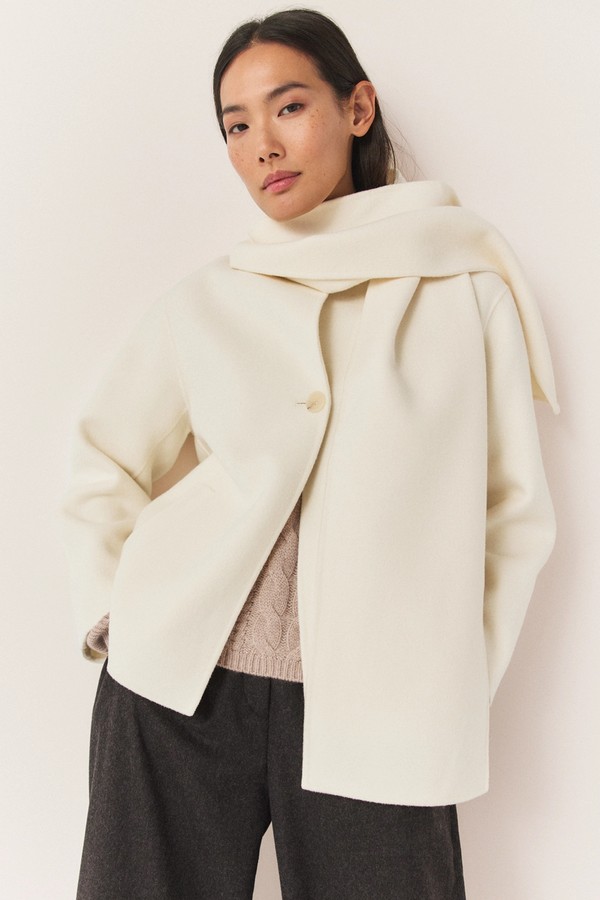 Double Faced Wool Short Scarf Coat from The White Company