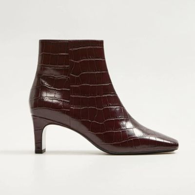 Croc-Effect Ankle Boots from Mango