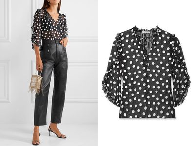 Julius Ruffled Polka-Dot Fil Coupé Silk-Blend Chiffon Blouse from Alice + Olivia