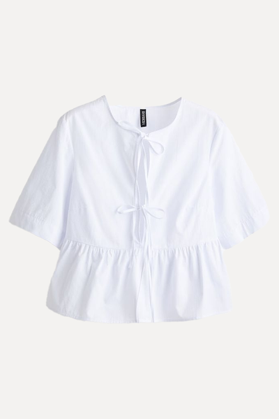 Tie-Front Poplin Blouse from H&M