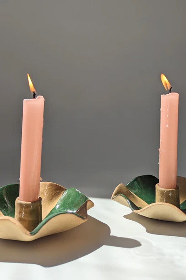 Striped Scalloped Candle Holders from Rosie Gore