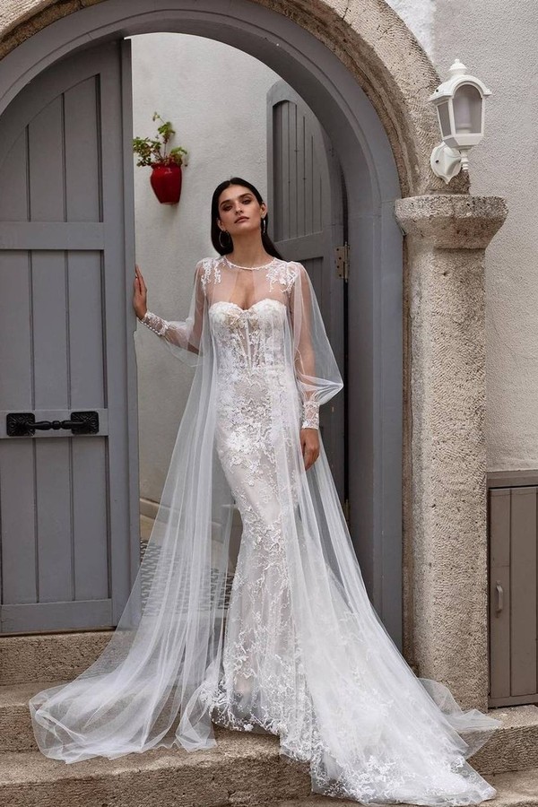 Long Sleeve Wedding Cape from DiSbridal