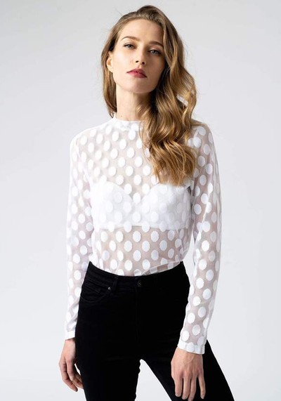 Polka Mesh Top