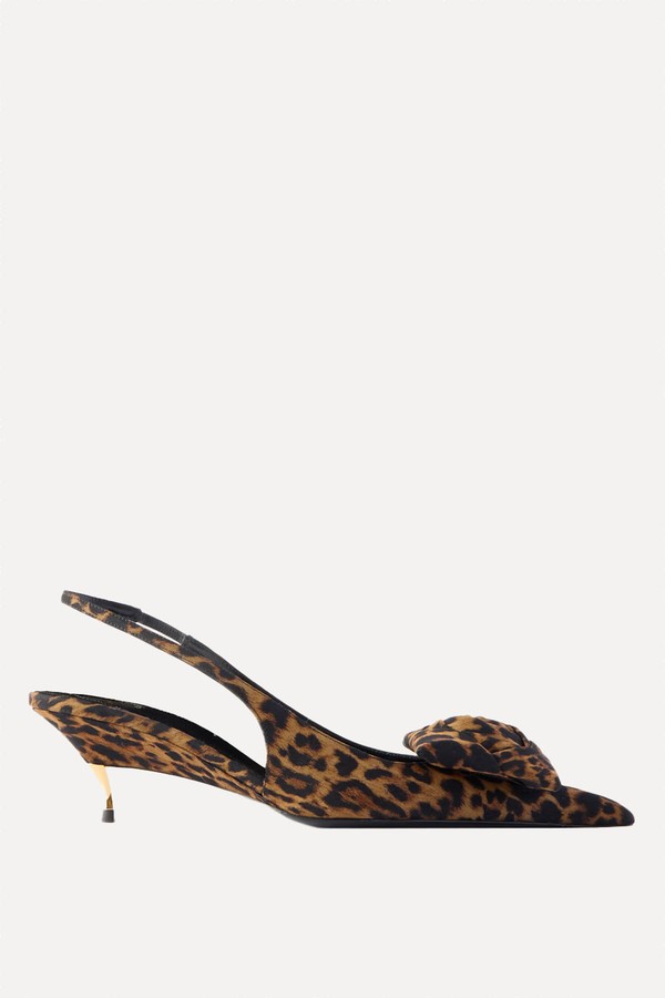 Dakota Appliquéd Leopard-Print Mousseline Slingback Pumps from Saint Laurent
