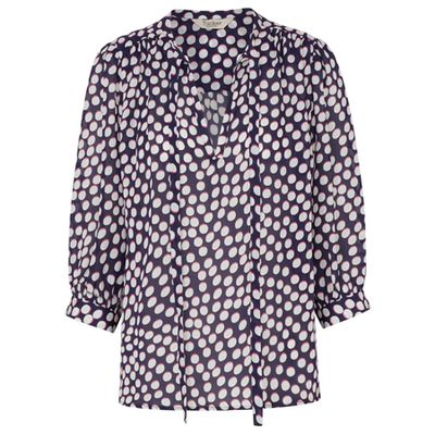 Tassel Blouse In Navy Dots from Tucker